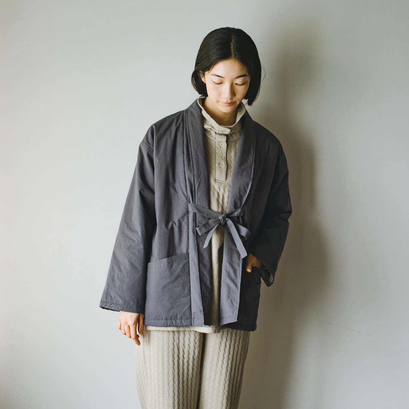 el:ment［エルメント］|el:ment　モダンはんてんでお宿気分 綿100％生地遣いの中わた入り羽織（はお）りライトコート〈スズ〉