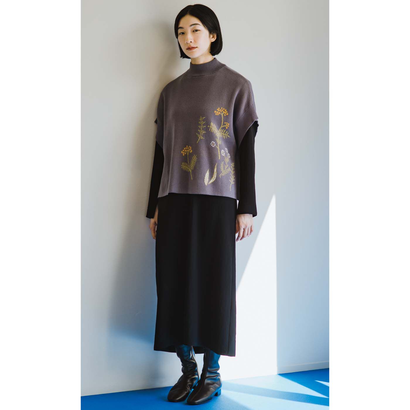 el:ment|el:ment×山本祐布子　あたためハーブ柄をまとう シルク混ハイネックのジャカードニットトップスの会