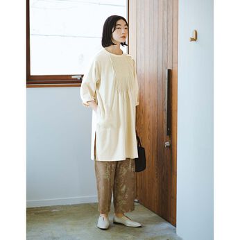 el:ment | ピンタック綿麻混モダン割烹着チュニック