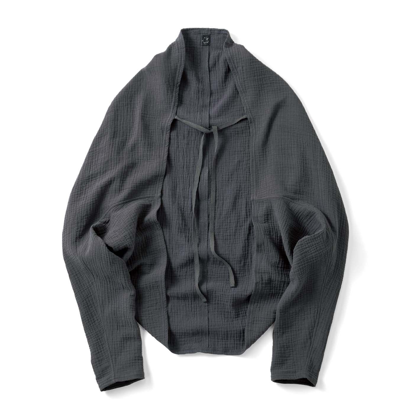 el:ment|el:ment　コットン100％ダブルガーゼ ずれ落ちにくいひも付き軽やかボレロカーディガン〈ＵＶ対策〉の会|〈石板（せきぱん）色〉