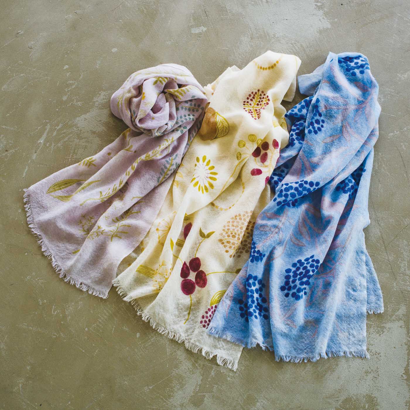 el:ment［エルメント］|el:ment&times;山本祐布子　あたためハーブ柄をまとう 軽くてふんわり 肌当たりやさしい ウール100％ロングストールの会