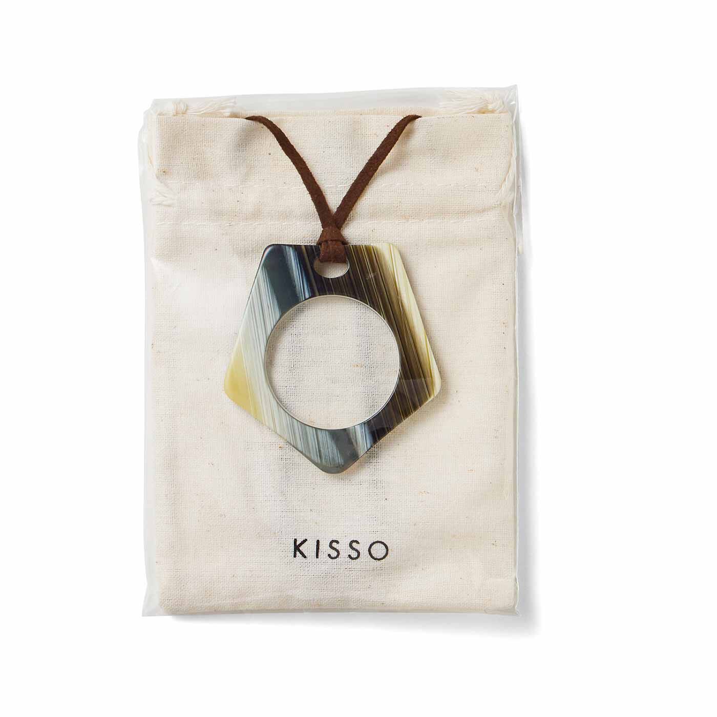 el:ment|el：ment×KISSO 福井・鯖江の眼鏡技術生まれ 装いに華やぎをそえる本格ルーペネックレス〈マーブルブラウン〉|保存袋としても便利で、プレゼントにも喜ばれる、きんちゃく付きでお届け。