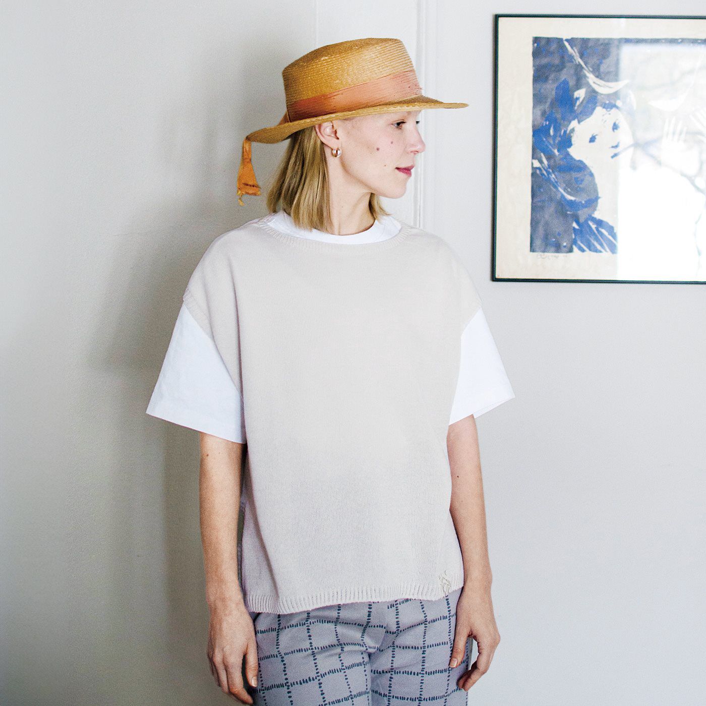 SAANA JA OLLI|サーナ ヤ オッリ　澄んだ空気をまとう軽やかさ　オーガニックコットン100％のニットベスト〈インクネイビー〉|※写真はイメージです。お届けするカラーとは異なります。