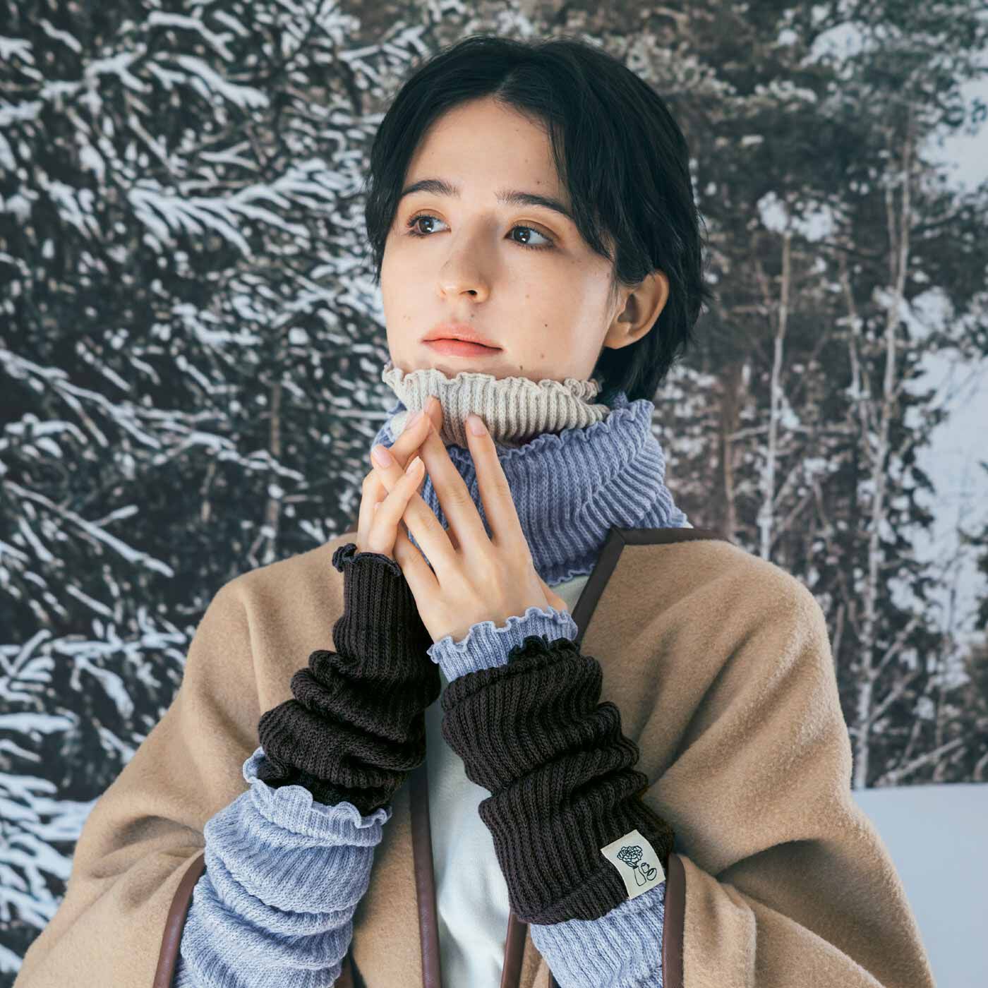 SAANA JA OLLI [サーナヤオッリ]|サーナ ヤ オッリ 丸編み機で編みたてた 無撚糸コットン混のふんわりもちもち心地ネックカバーの会|同素材のアームカバーもおすすめ。