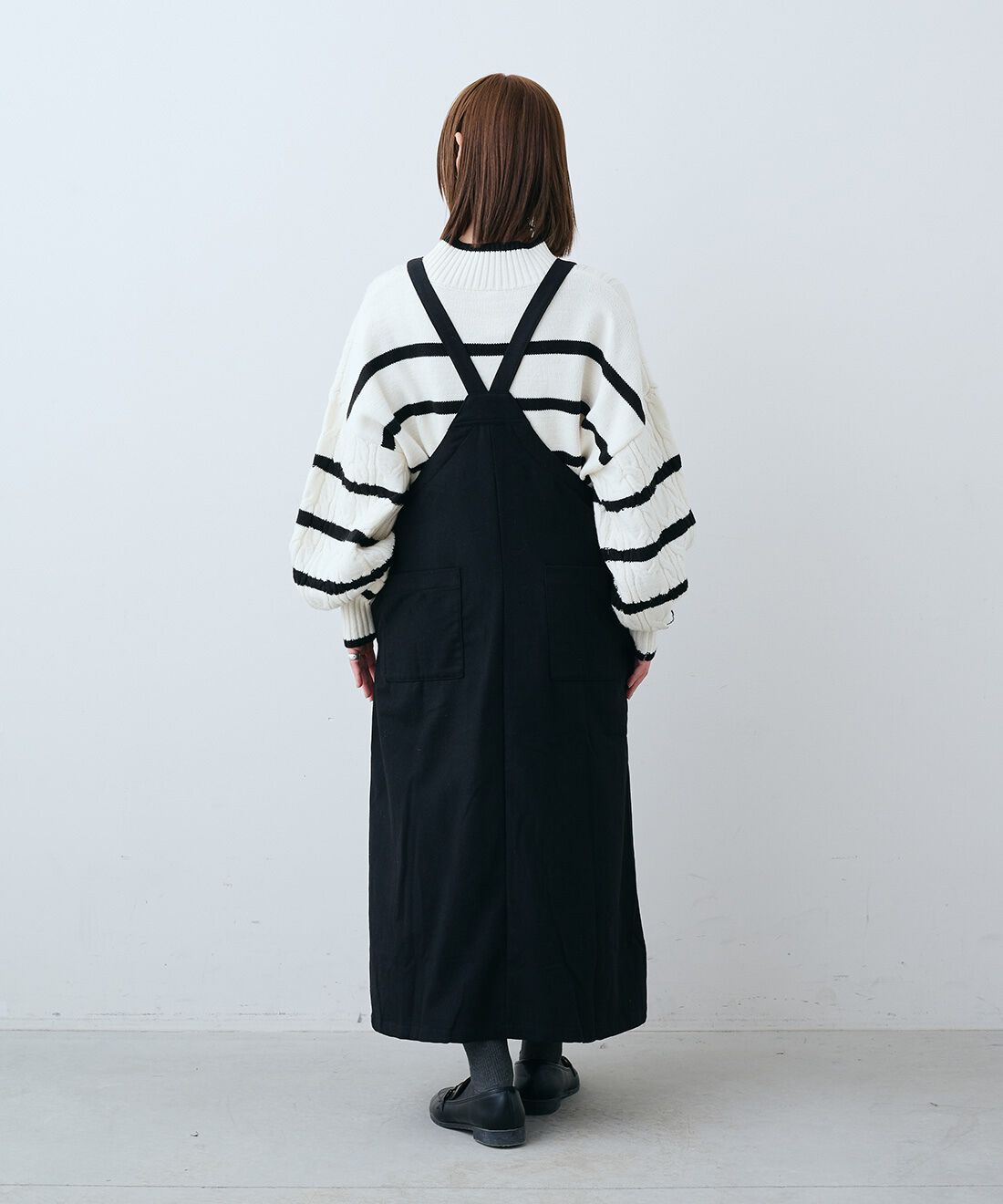 Live in  comfort|ケーブル編みボーダーの洗えるニットトップス〈ホワイト〉のコーディネート