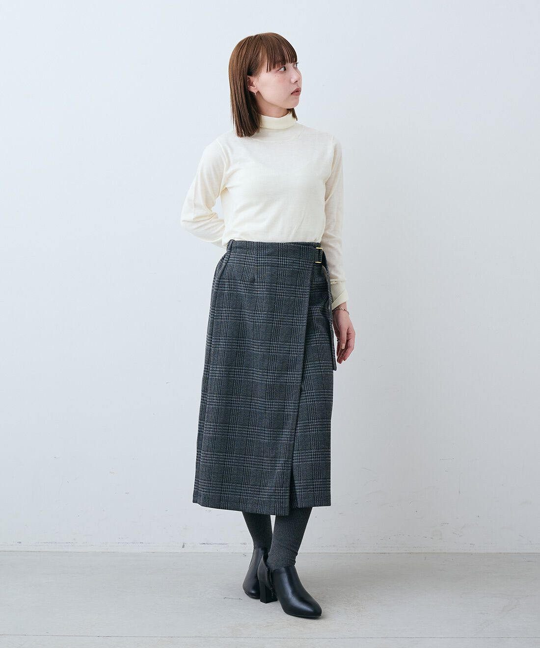 IEDIT|ラップ風着映えスカート〈グレー〉ＩＥのコーディネート