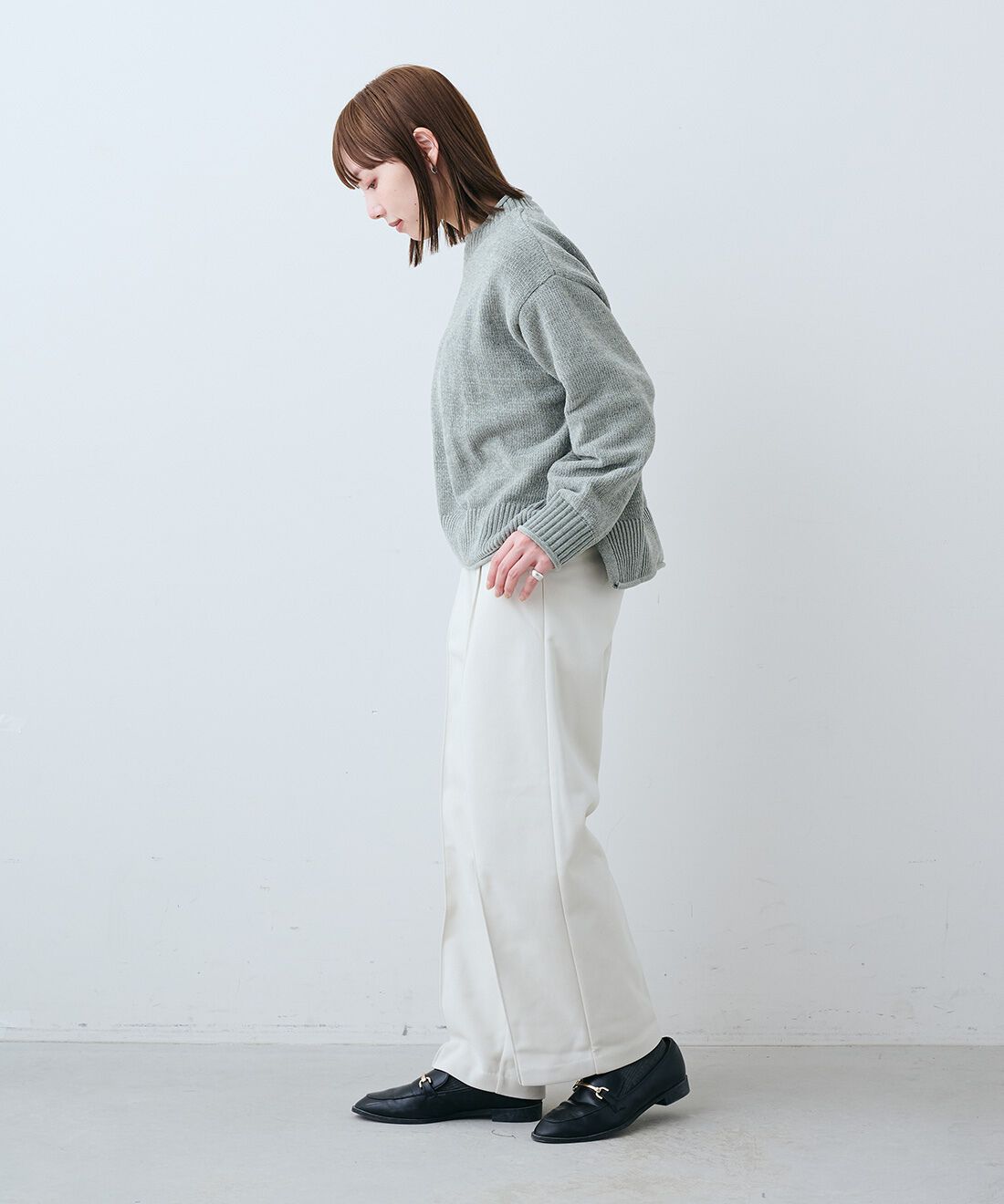 IEDIT|なめらかモールニット〈グリーン〉ＩＥのコーディネート