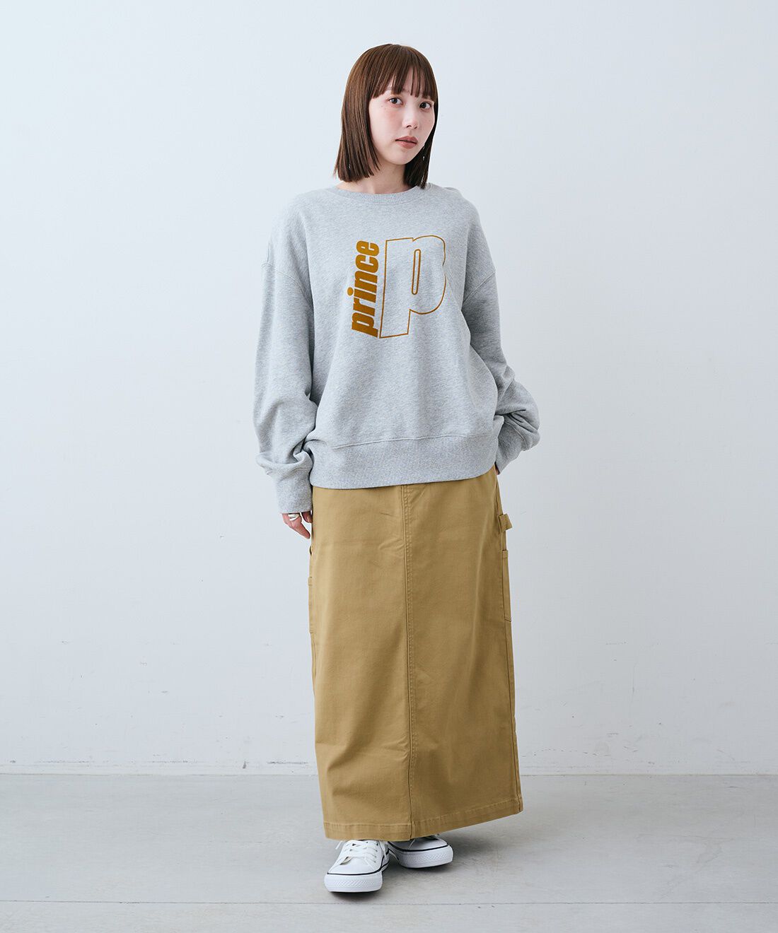 THREE FIFTY STANDARD|Princeクルーネック スウェッ トップス〈杢グレー〉のコーディネート