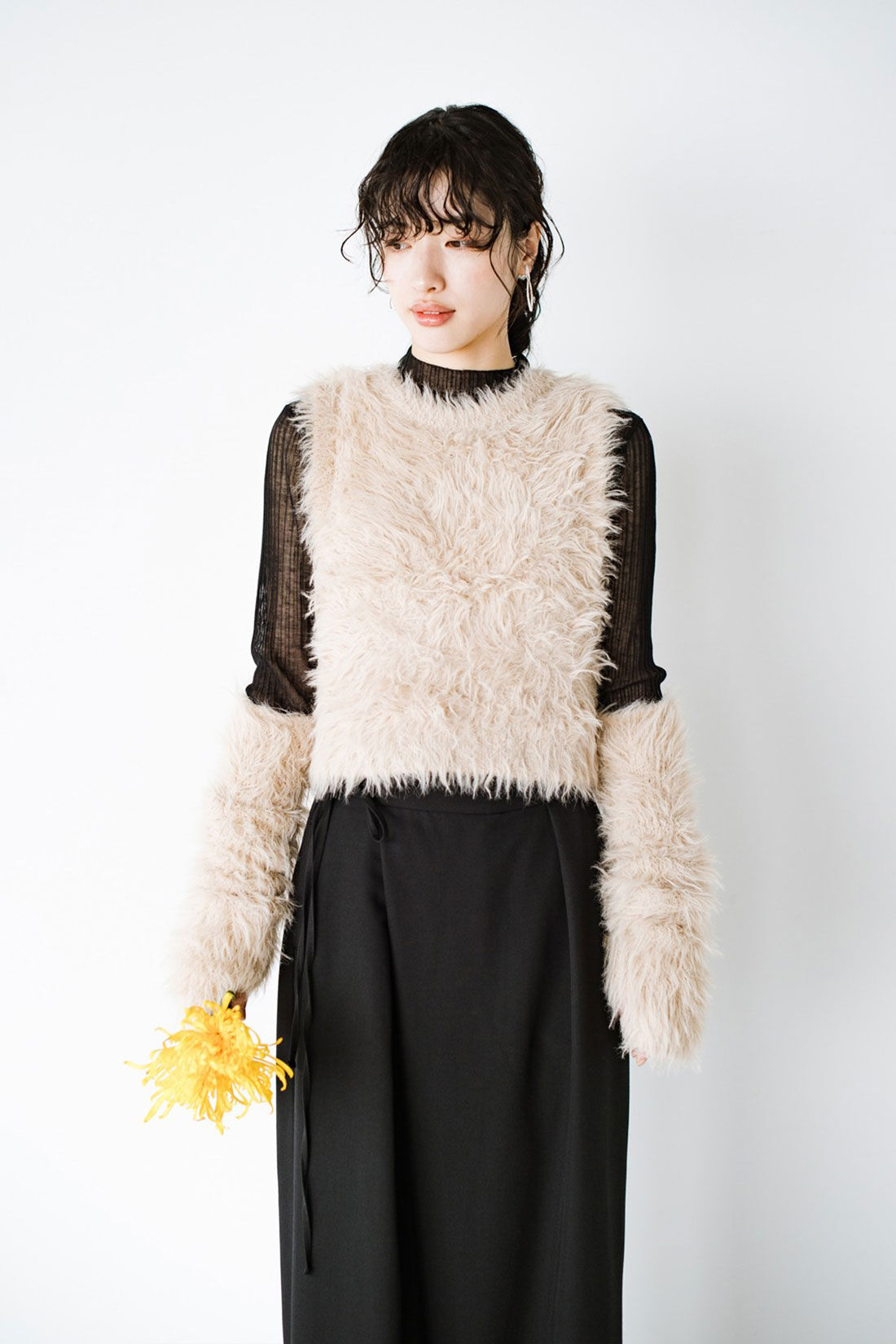 haco!|ｈａｃｏ！×ＮＯＫＩ 花をまとうコラボシリーズ【糸菊】ふわっふわのニット＆アームウォーマー