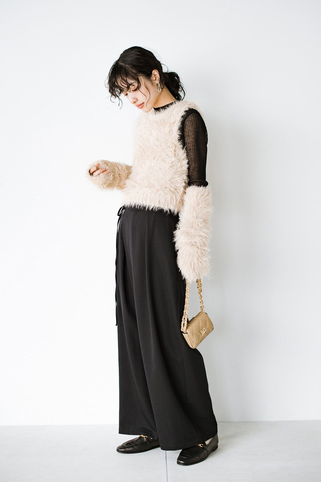 haco!|ｈａｃｏ！×ＮＯＫＩ 花をまとうコラボシリーズ【糸菊】ふわっふわのニット＆アームウォーマー