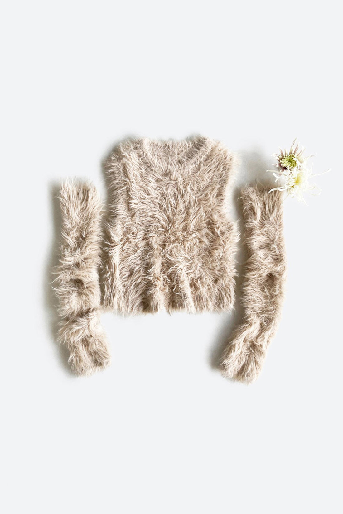 haco!|ｈａｃｏ！×ＮＯＫＩ 花をまとうコラボシリーズ【糸菊】ふわっふわのニット＆アームウォーマー