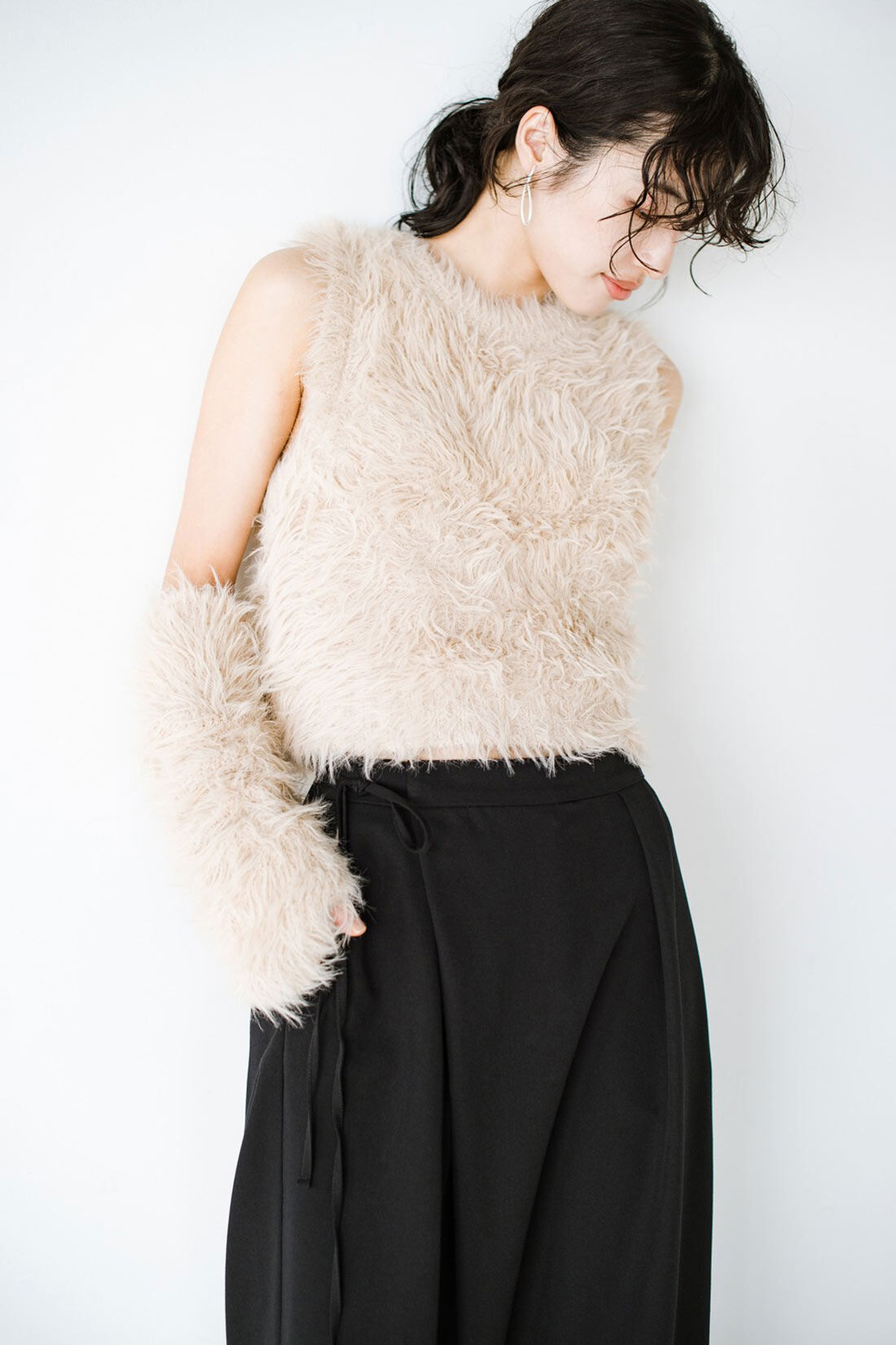 haco!|ｈａｃｏ！×ＮＯＫＩ 花をまとうコラボシリーズ【糸菊】ふわっふわのニット＆アームウォーマー