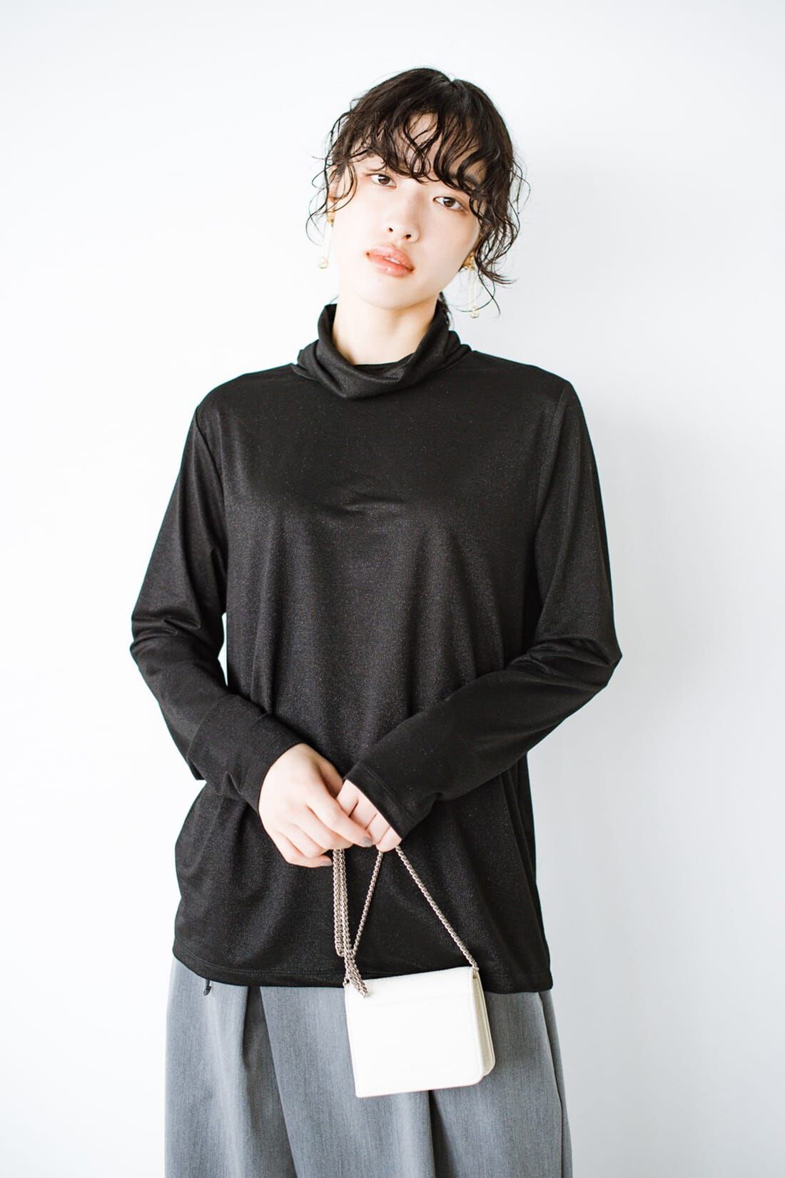 haco!|ＡＮＮＡ ＬＵＮＡ ラメフライスハイネックプルオーバー〈ブラック〉