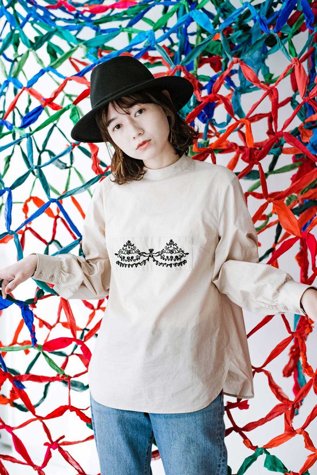 haco!|ｈａｃｏ！　上品な刺繍がまるでレースのよう　オーガニックコットンの袖ぽんわりブラウス　ｆｒｏｍ　Ｓｔｉｔｃｈ　ｂｙ　Ｓｔｉｔｃｈ