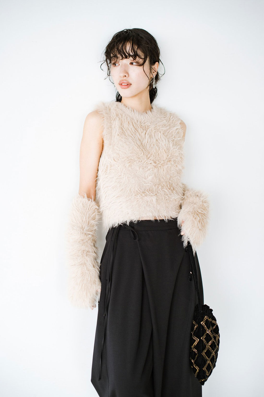 haco!|ｈａｃｏ！×ＮＯＫＩ 花をまとうコラボシリーズ【糸菊】ふわっふわのニット＆アームウォーマー