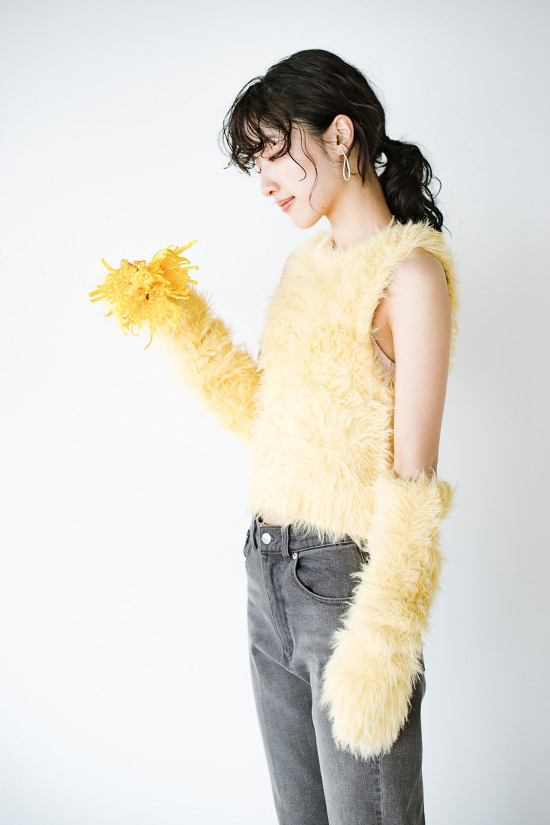 haco!|ｈａｃｏ！×ＮＯＫＩ 花をまとうコラボシリーズ【糸菊】ふわっふわのニット＆アームウォーマー