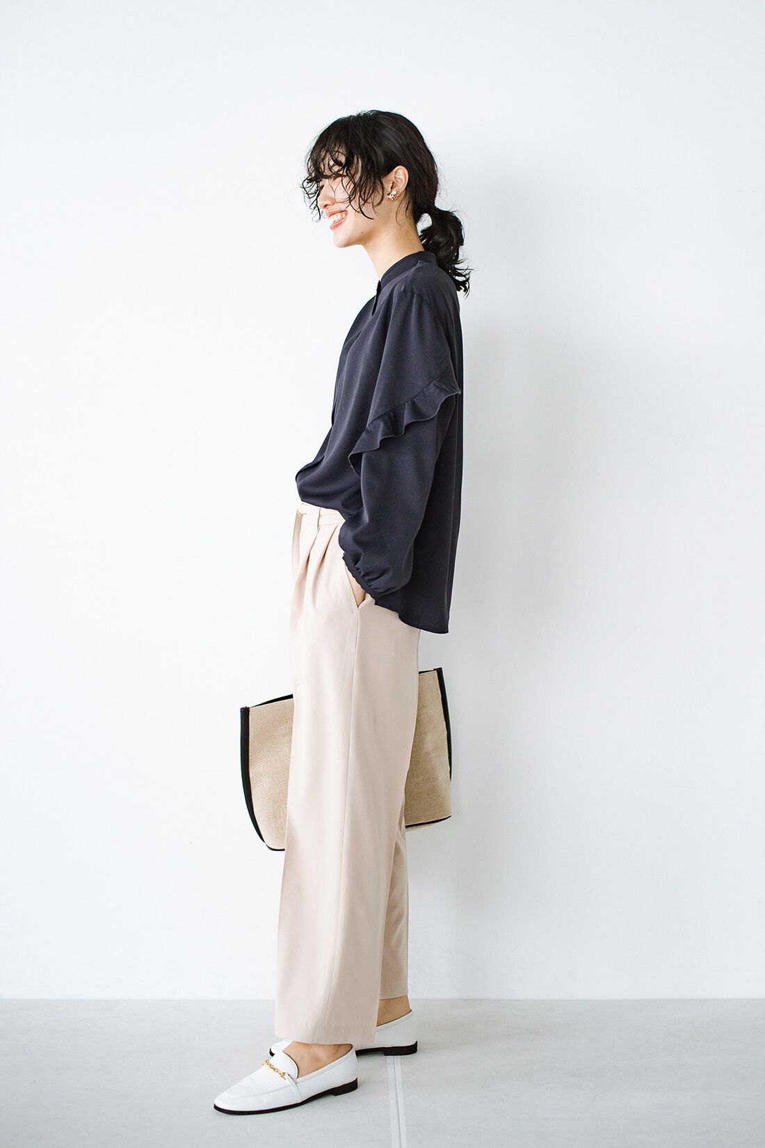 haco!|ANNA LUNA　強撚ストレッチベルト付バレルパンツ
