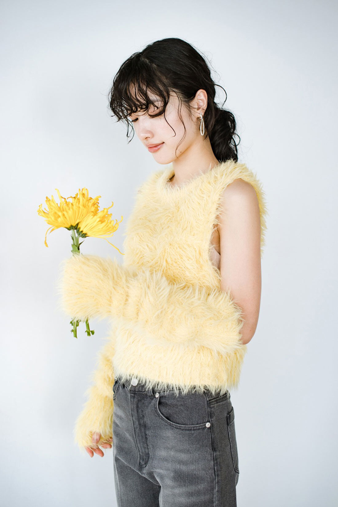 haco!|ｈａｃｏ！×ＮＯＫＩ 花をまとうコラボシリーズ【糸菊】ふわっふわのニット＆アームウォーマー