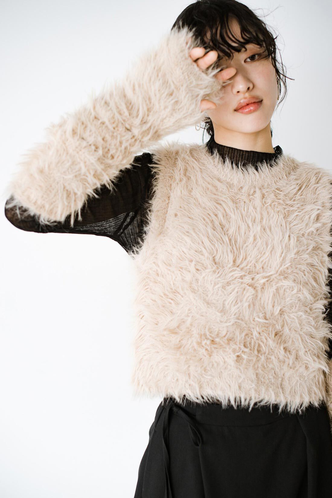 haco!|ｈａｃｏ！×ＮＯＫＩ 花をまとうコラボシリーズ【糸菊】ふわっふわのニット＆アームウォーマー