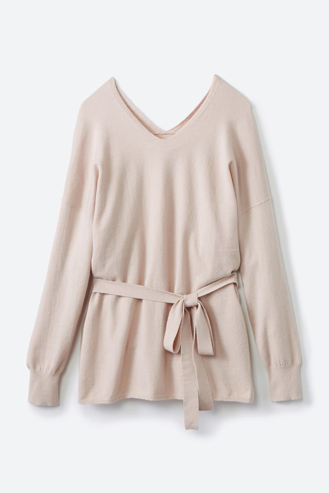 haco!|ｈａｃｏ！ 楽ちんなのにオシャレに見えて着まわしやすい！Ｖネックニットとパンツのニットアップ〈ライトベージュ〉