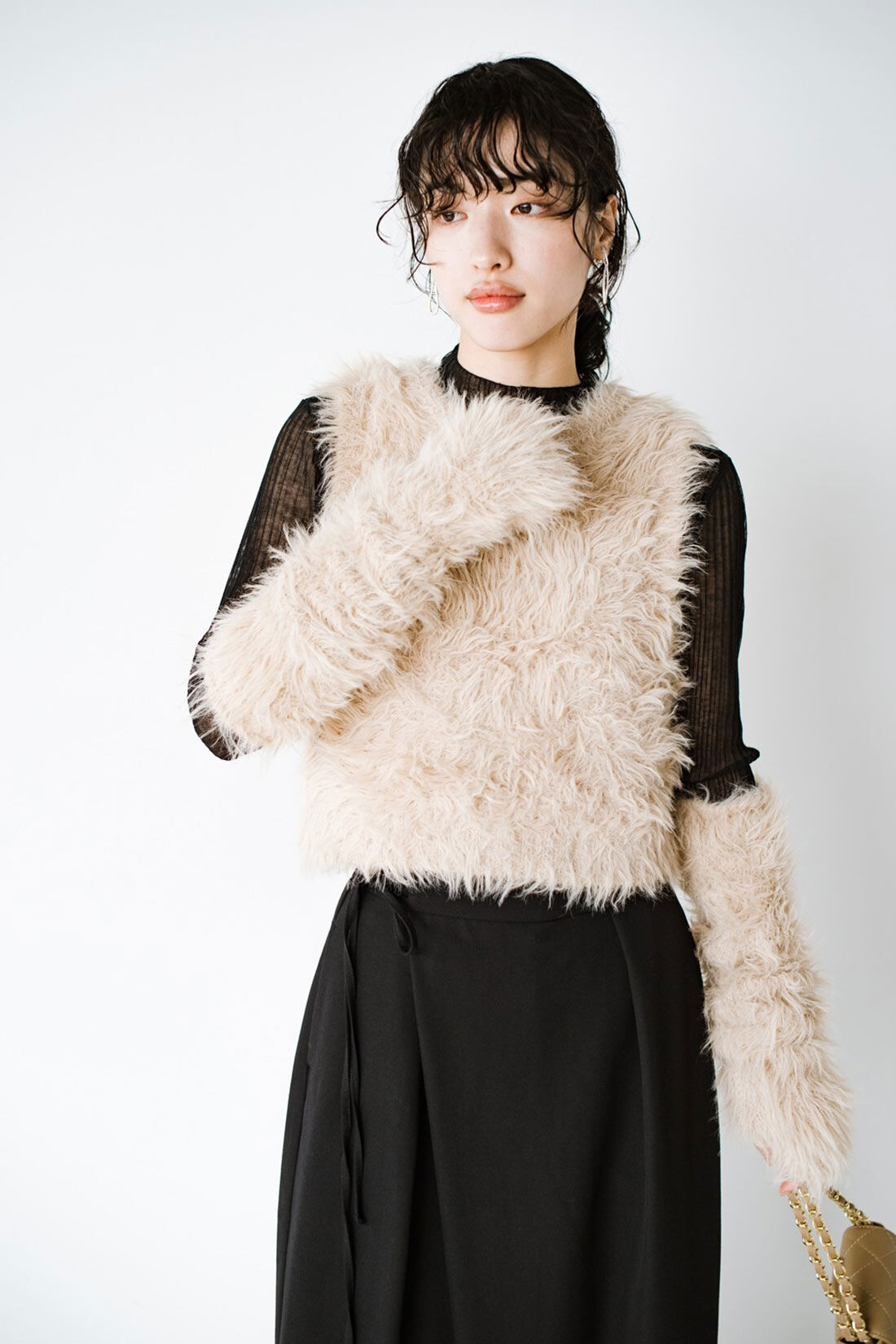 haco!|ｈａｃｏ！×ＮＯＫＩ 花をまとうコラボシリーズ【糸菊】ふわっふわのニット＆アームウォーマー