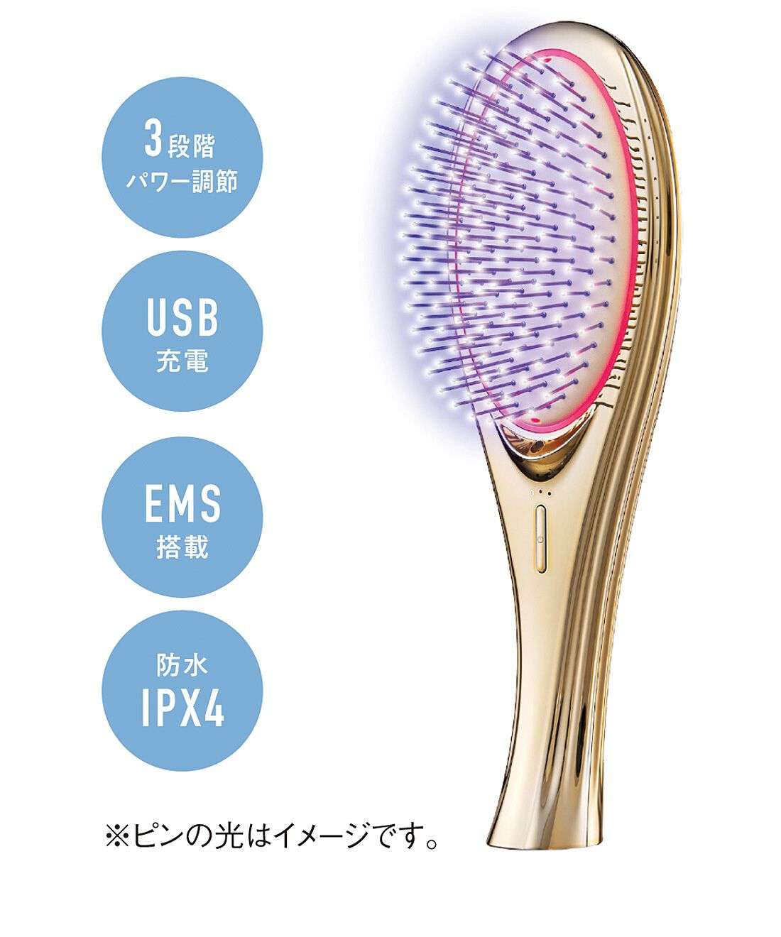 フェリシモギフトショップ|サロン級の美髪ケア　美髪ケア頭筋アプローチする　EMS機能付きクッションブラシ〈ゴールド〉