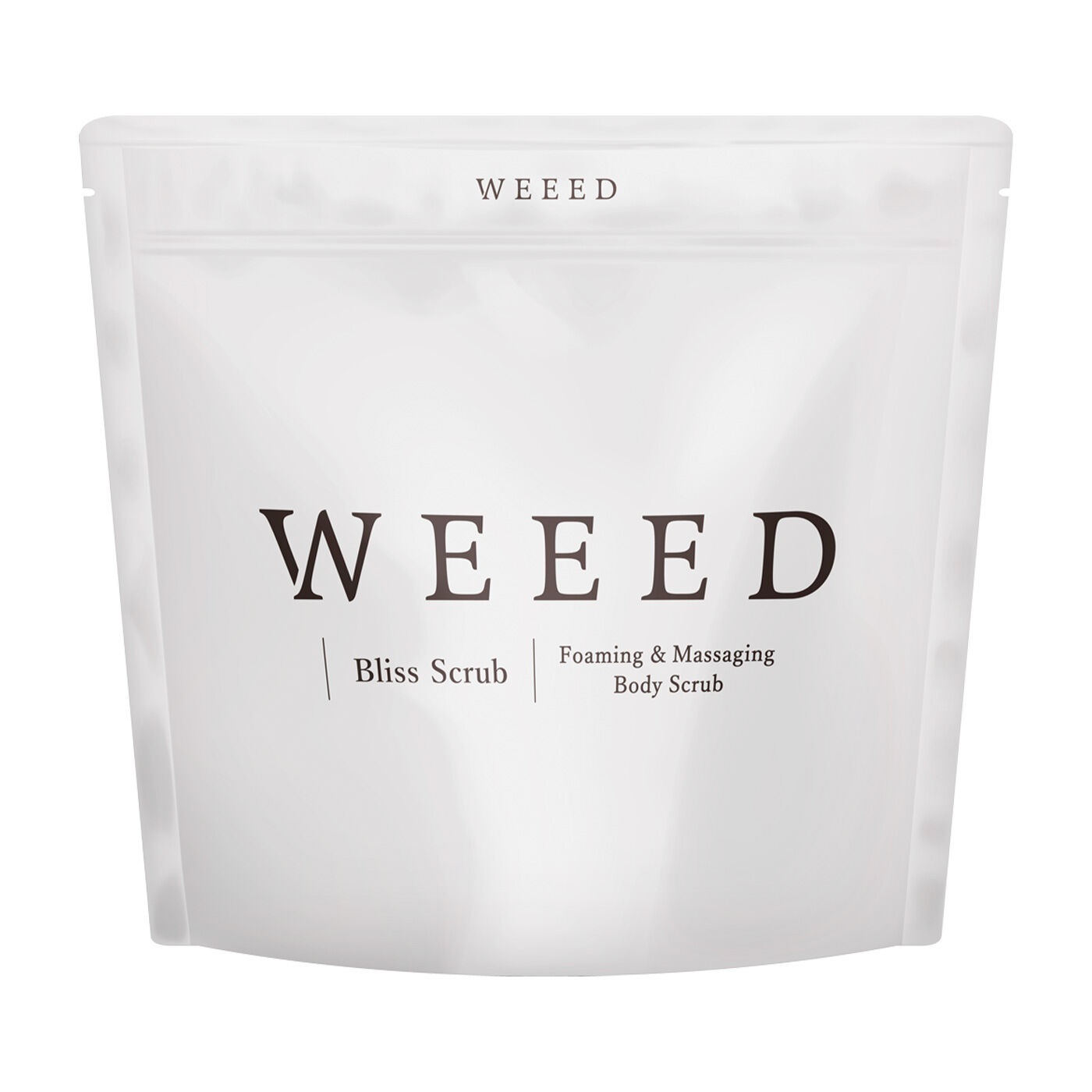 フェリシモギフトショップ|ボディソープにもなる有能スクラブ 気になるざらつき・においをケアする 薬用WEEED ブリススクラブ〈120g〉|持ち運びやすいサイズ感で、密封できるパウチタイプ。