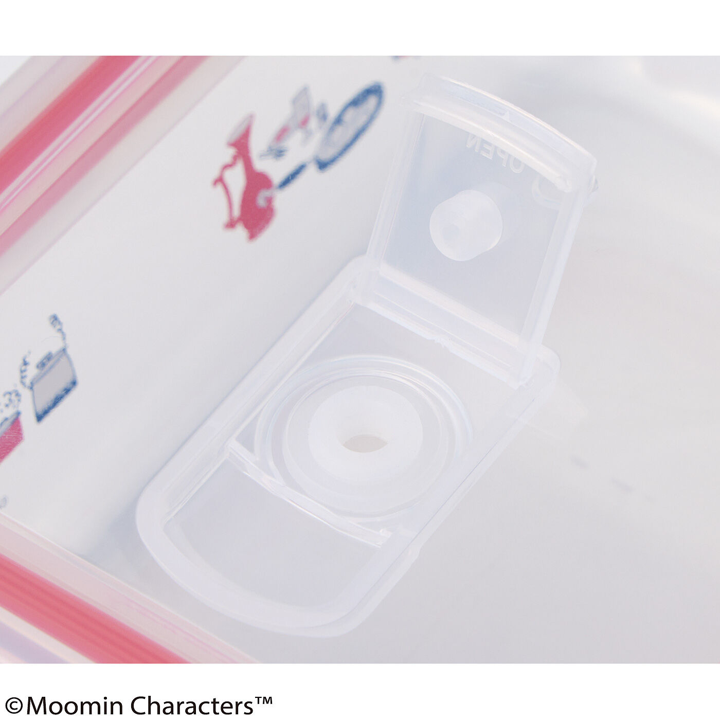 フェリシモギフトショップ|ムーミン　オーブンもレンジも冷凍も　そのまま食卓に出せるガラス製保存容器〈６５０ml〉|空気弁を開ければ、ふたをしたまま電子レンジで使用できます。