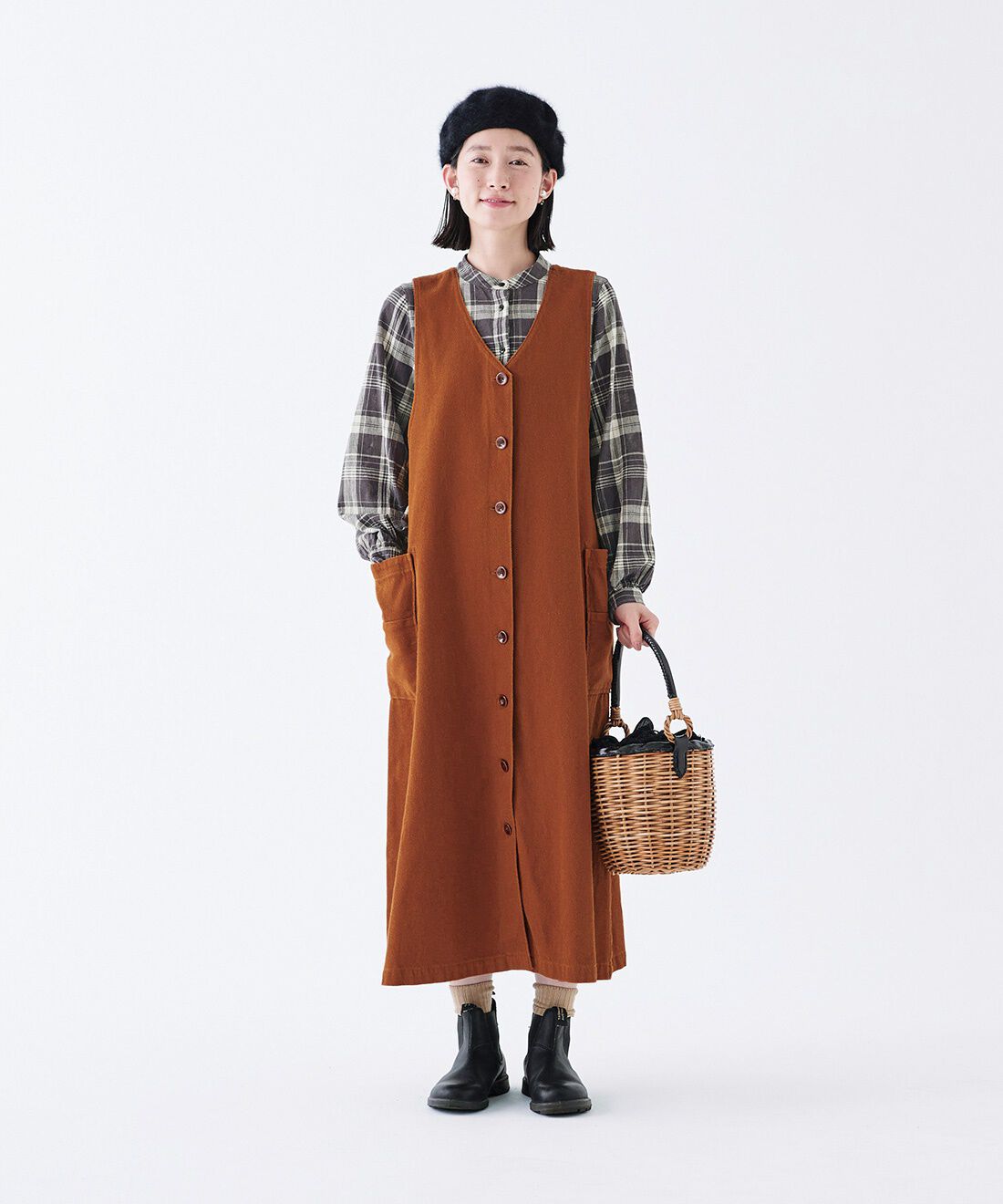 フェリシモギフトショップ|サニークラウズ　前でも後ろでもジャンスカ〈レディース〉オレンジ