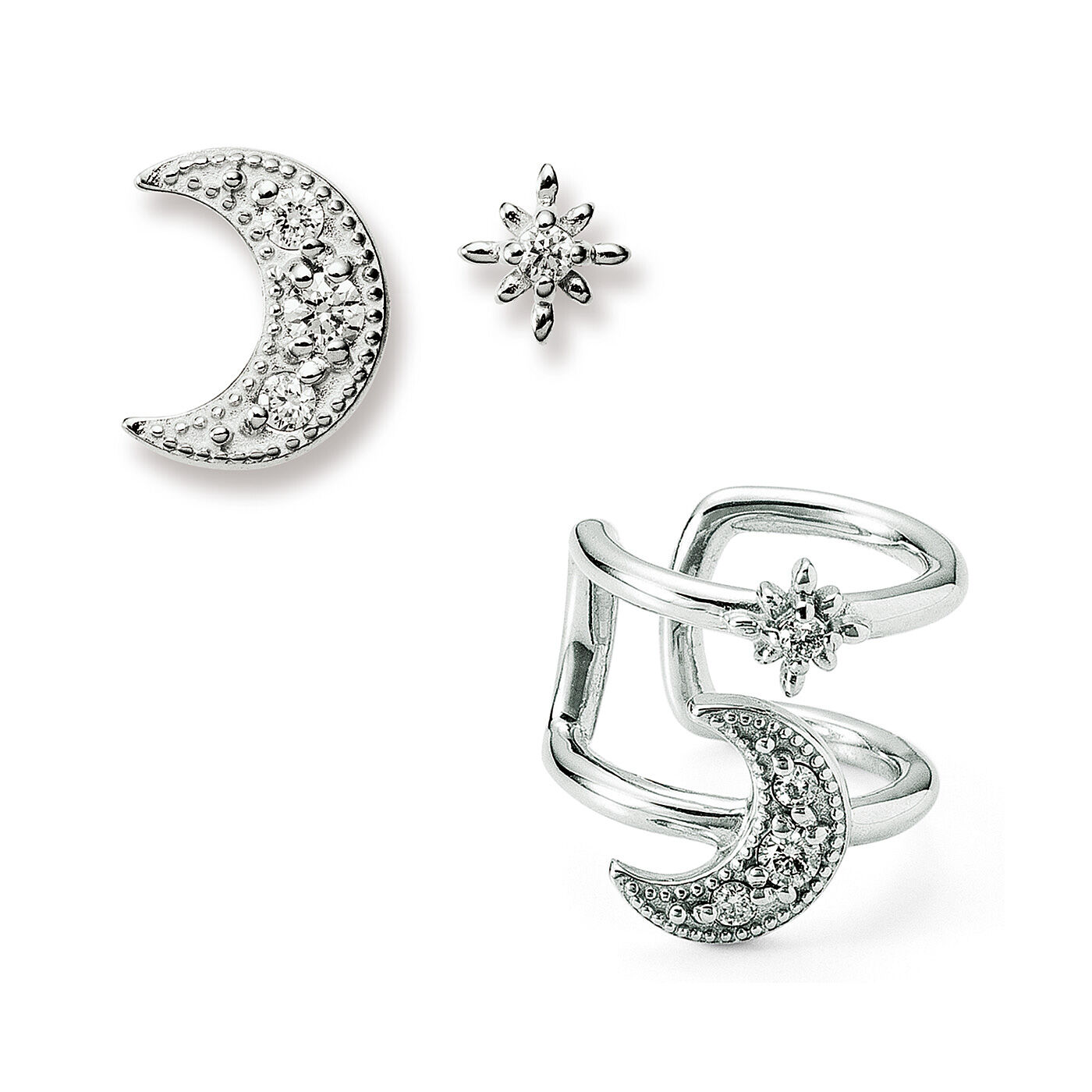 フェリシモギフトショップ|UP.de　月と星 古来からの神秘的なモチーフが瞬（またた）くダイヤモンドイヤアクセ