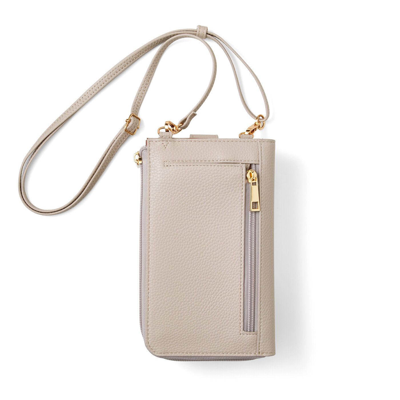 フェリシモギフトショップ|ラミプリュス　身のこなしスマート 手帳型ケースも収納OK クロスボディーウォレット〈ピンクベージュ〉|BACK