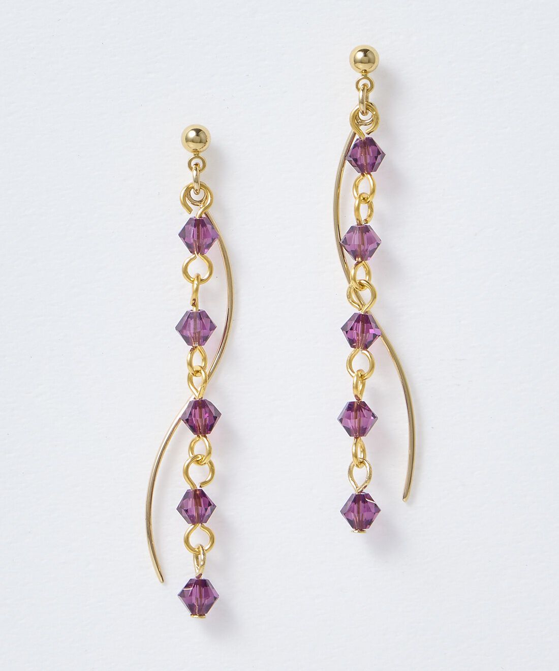 フェリシモギフトショップ|OSYAIRO 5連クリスタルガラスのイヤアクセ〈パープル〉