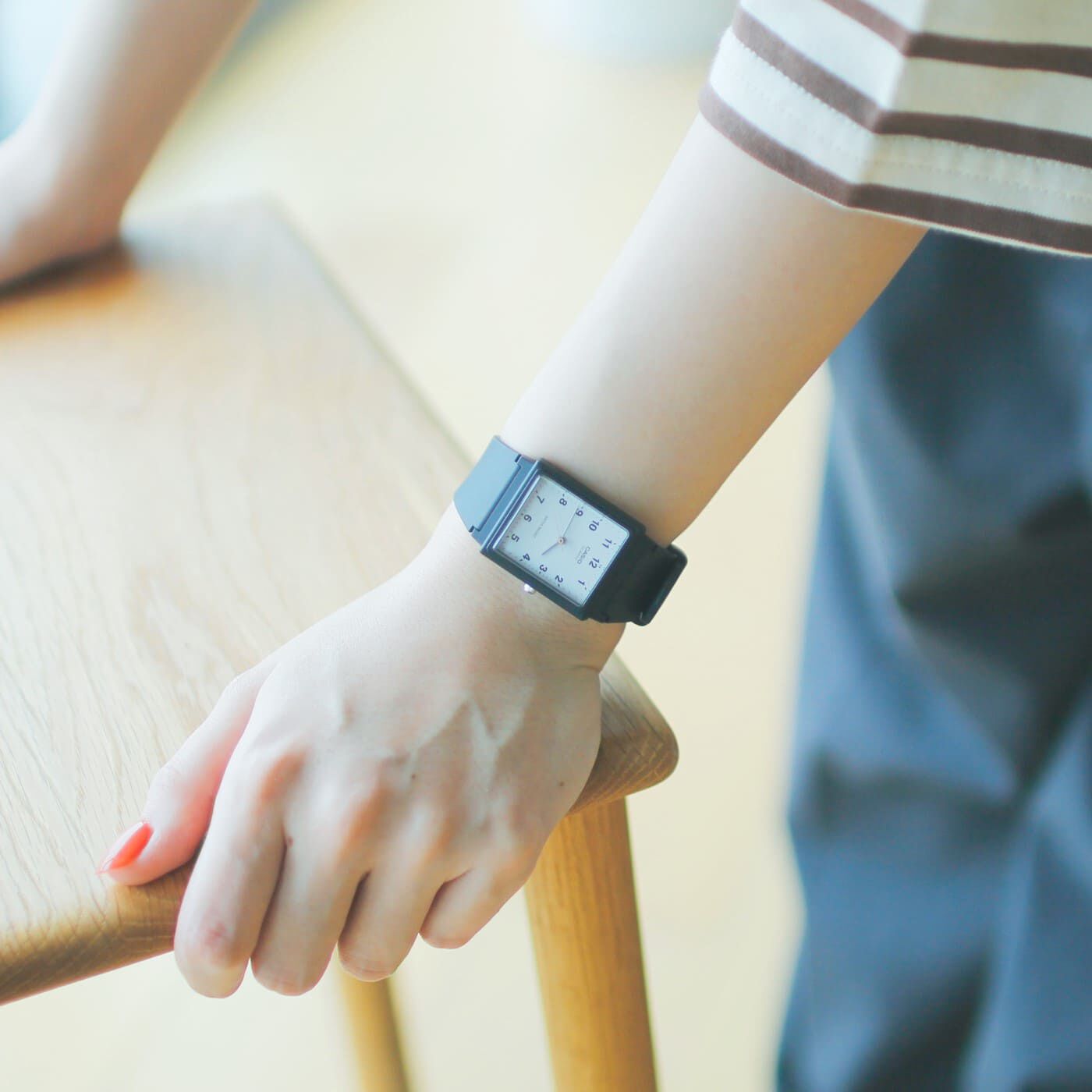 フェリシモギフトショップ|このごろ meets CASIO 推しカシ　きれいめシャイボーイ〈MQ-27-7BJH〉|手洗いや洗顔、突然の雨など日常生活で想定される水濡れも気にせず、安心して使用できる生活防水