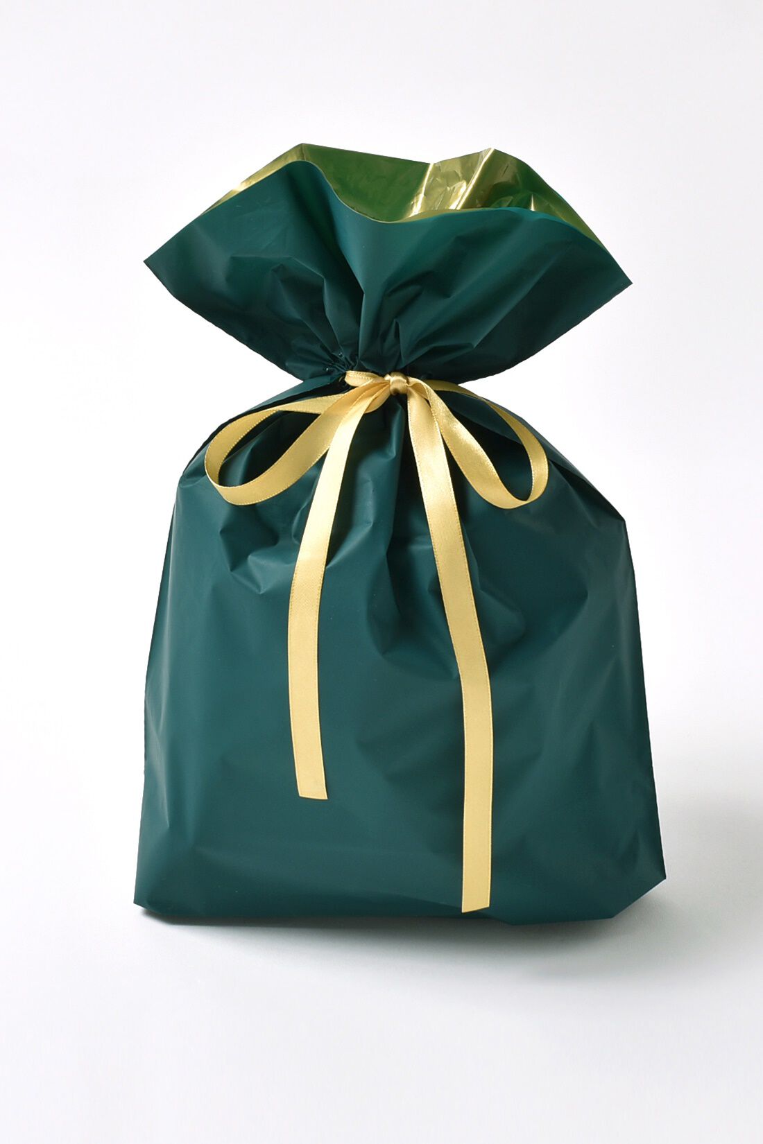 フェリシモギフトショップ|ワンステップでかんたん！ ギフトラッピング袋 中〈グリーン&times;ゴールド〉|〈グリーン&times;ゴールド〉
