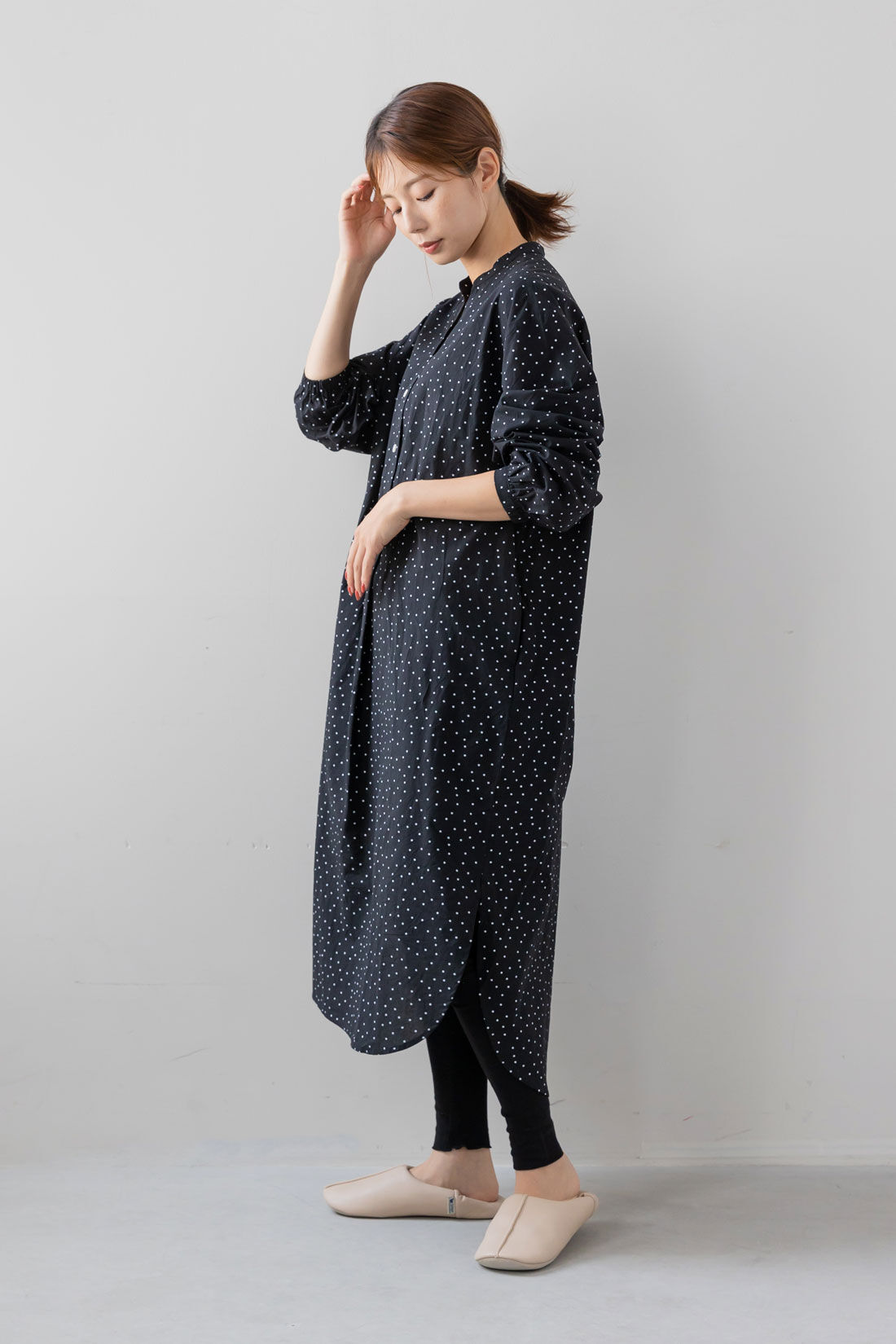 フェリシモギフトショップ|Moredde　マタニティから産後も使える　ママによりそうワンピースパジャマ〈ドット〉