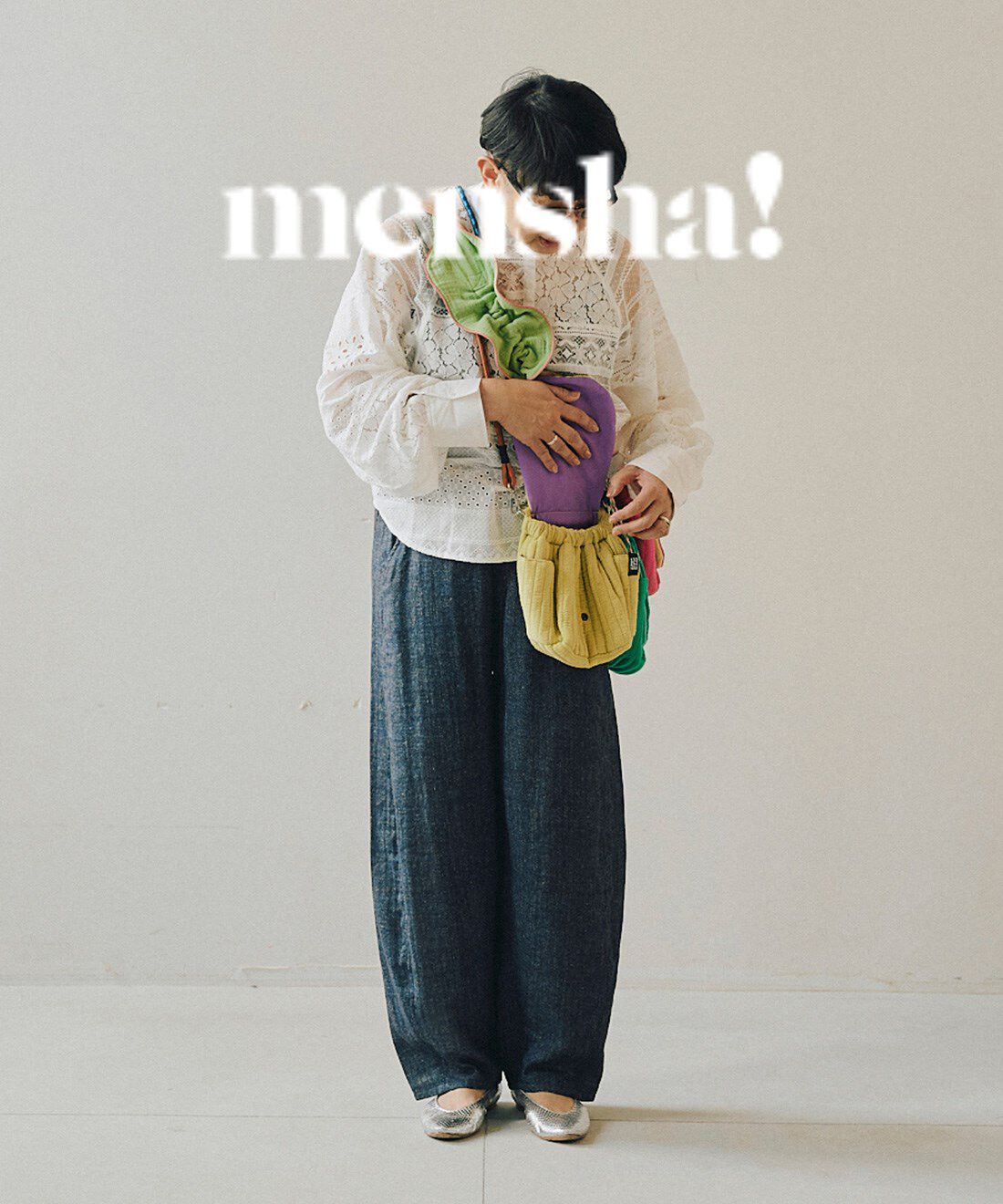 mensha!［メンシャ！］|mensha!　洗える！ 楊柳（よう りゅう）ガーゼ カスタムメロウストラップの会|モデル身長 ：162cm 着用サイズ ：M
