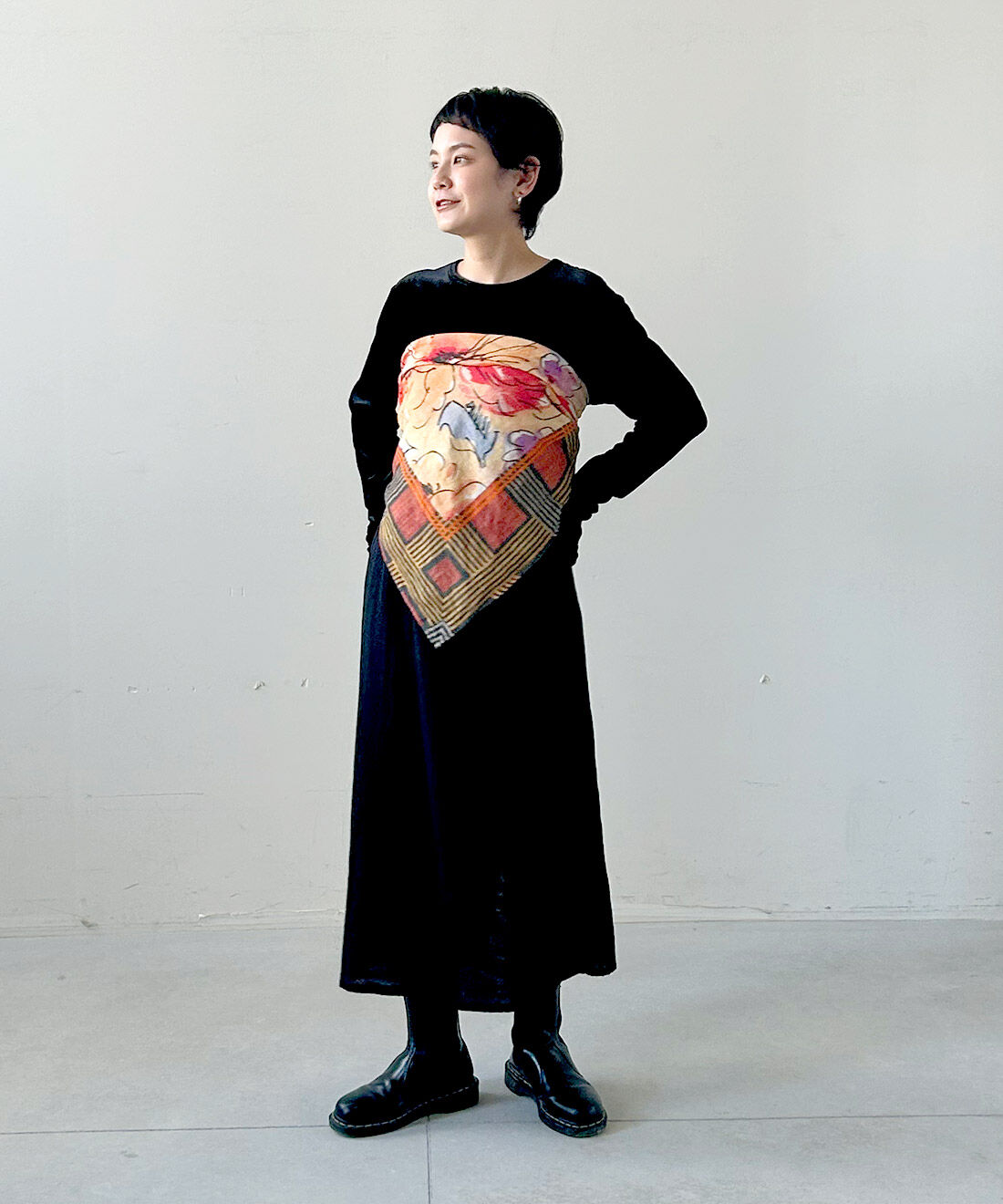 mensha!［メンシャ！］|ヴィンテージライクな 大判ダブルガーゼスカーフと[初回お試し209円OFF]大判ダブルガーゼスカーフのコーディネート