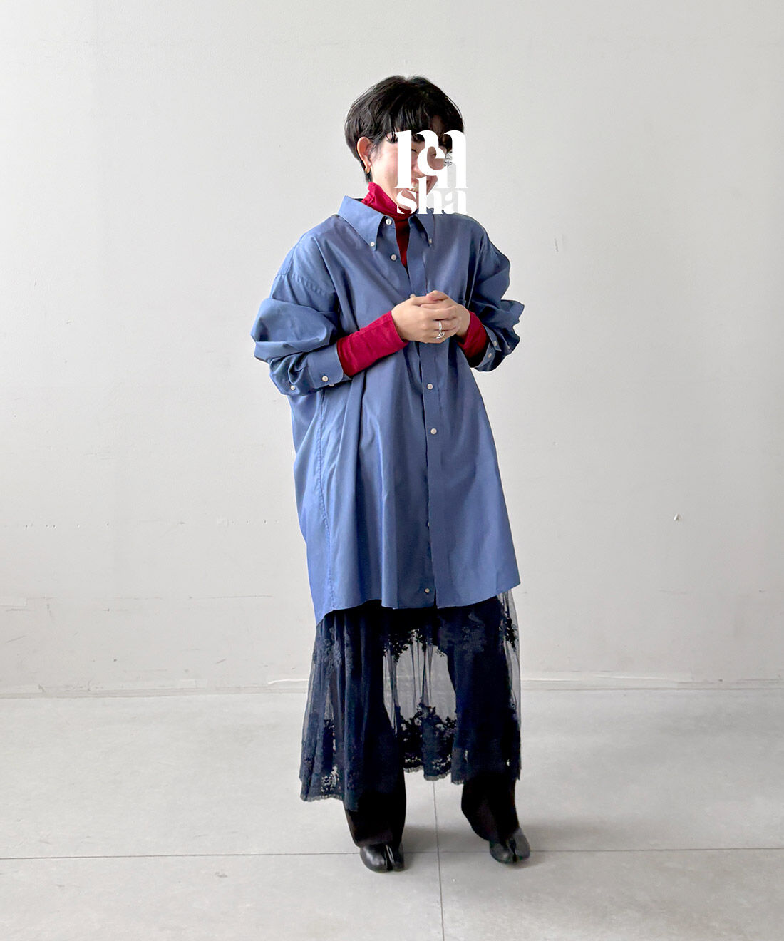 mensha!［メンシャ！］|チュールレースとガーゼのキャミワンピースのコーディネート