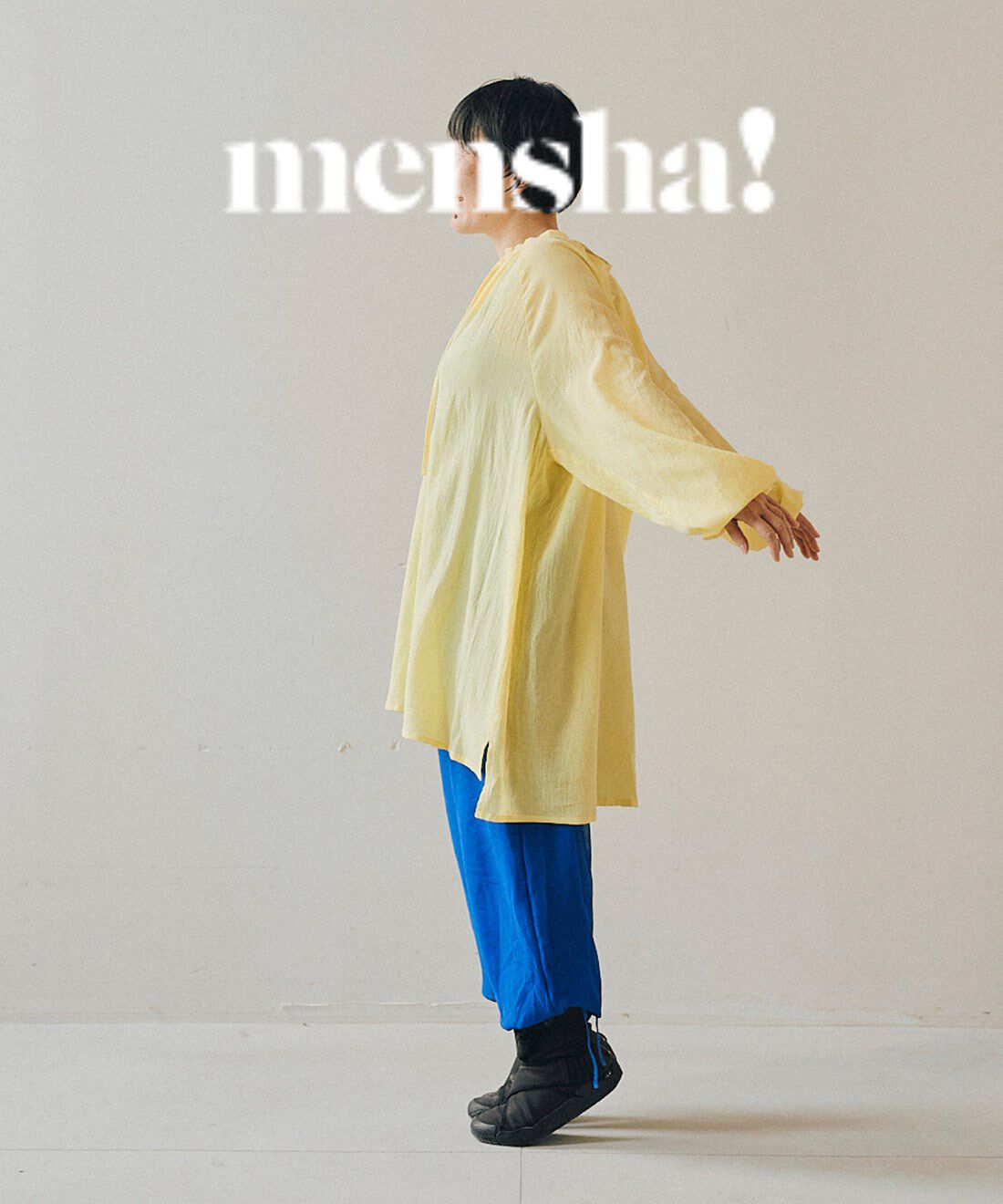 mensha!|mensha!　シングル楊柳（よう りゅう）ガーゼ 色めきカフタンチュニックの会|モデル身長 ：154cm 着用サイズ ：M