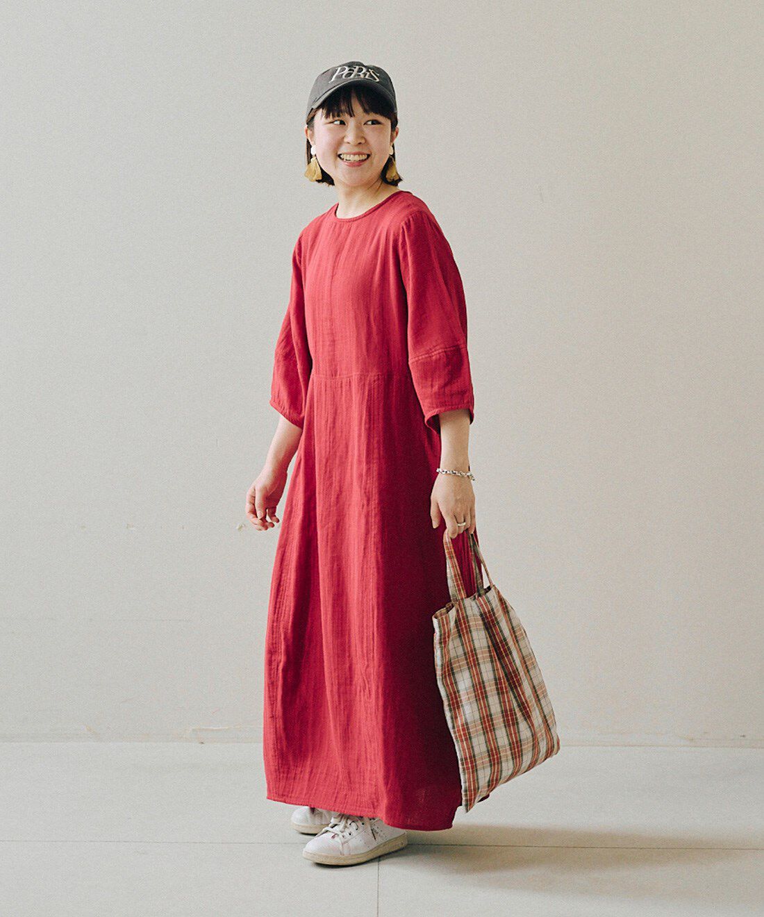 mensha!|mensha!　ガーゼでドレスアップ！ コクーンシルエットワンピース|モデル身長 ：148cm 着用サイズ ：M