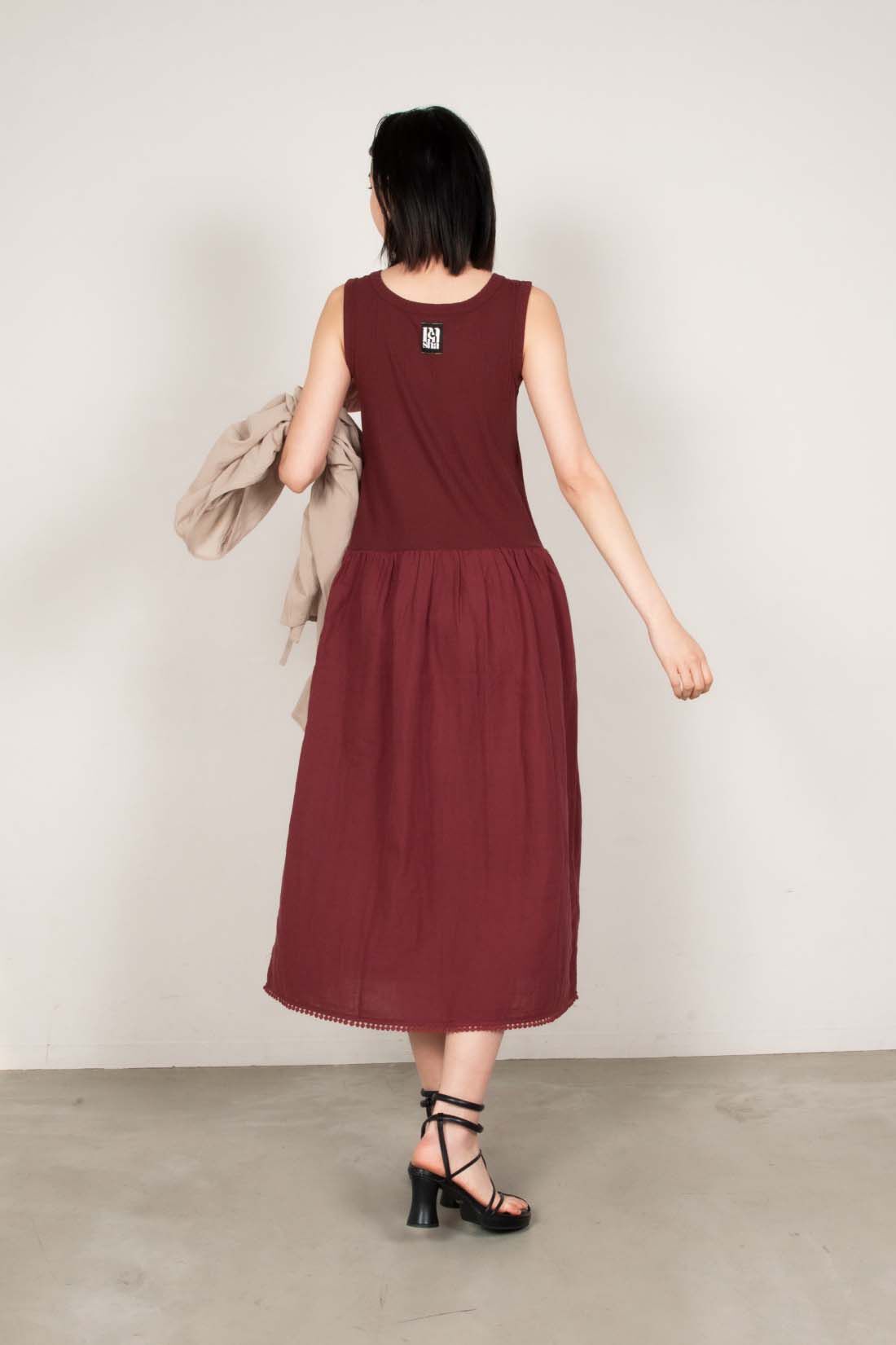 mensha!|mensha!　カットソー＆ダブルガーゼ カップ付きノースリーブワンピースの会|モデル身長172cm 着用サイズ：モデル寸