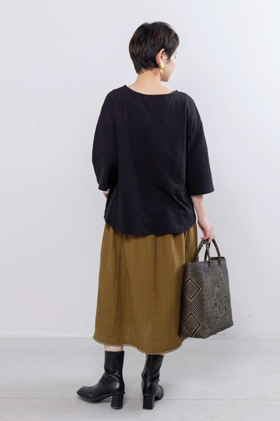 mensha!|mensha!　カットソー＆ダブルガーゼ カップ付きノースリーブワンピースの会|スタッフ身長：157cm　着用サイズ：M