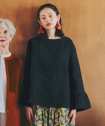 mensha! | ネグリジェ気分のコットン微起毛 ベルスリーブトップス