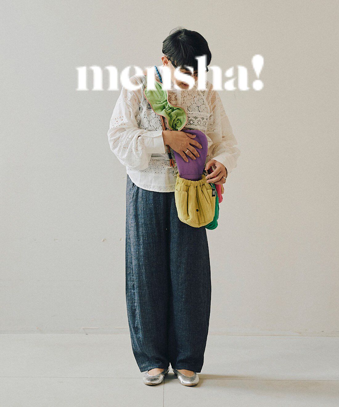 mensha!|mensha!　洗える！ キルティングガーゼ フラッフィーカスタムショルダーバッグの会|モデル身長 ：162cm 着用サイズ ：M