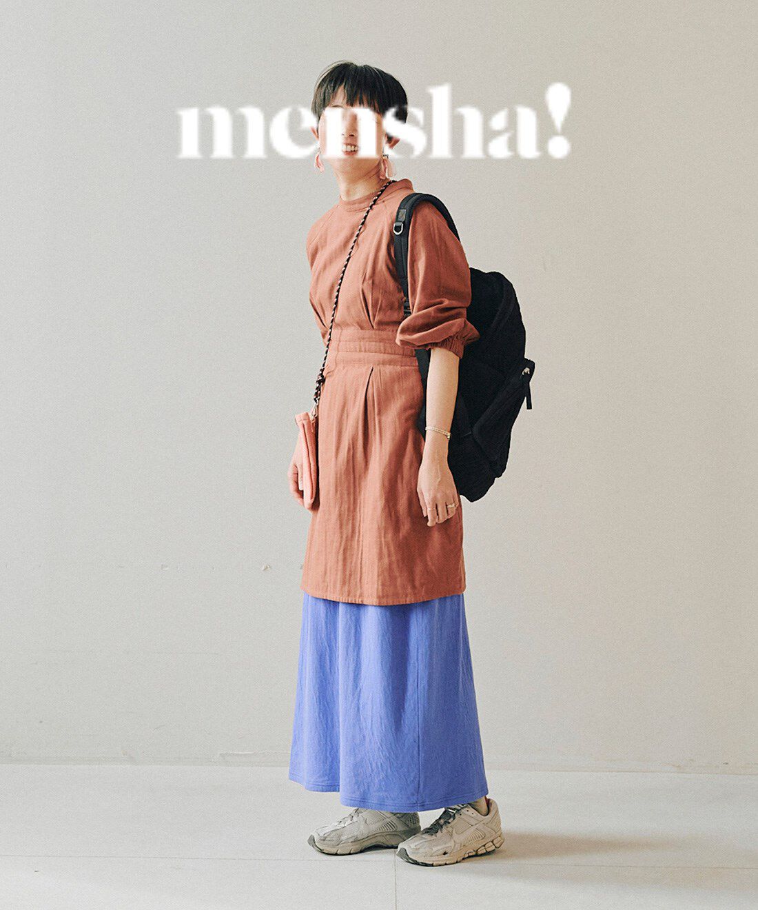 mensha!|mensha!　接結カットソーガーゼ 小さくまとまる色めきシャーリングスカートの会|モデル身長 ：165cm 着用サイズ ：M