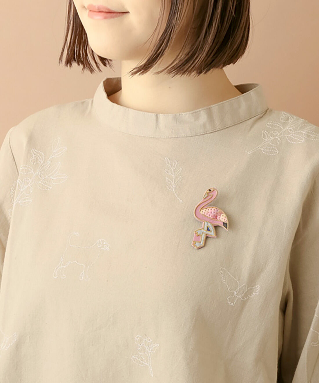mensha!|【mensha! SELECT】ザリ刺しゅうブローチ〈フラミンゴ〉