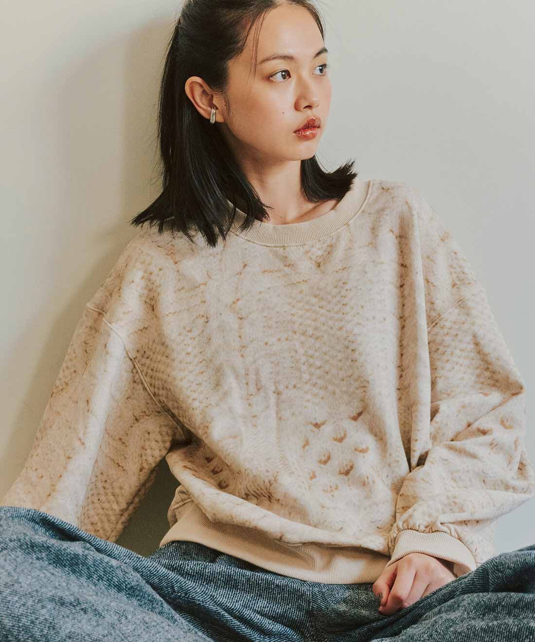 mensha!|mensha!　まるでニット！？ 軽くてやわらかな ガーゼ裏毛トップス〈アイボリー〉