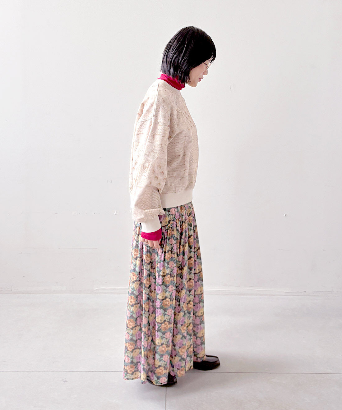 mensha!［メンシャ！］|まるでゴブラン織り！？ ダブルガーゼスカートとまるでニット！？ 軽くてやわらかな ガーゼ裏毛トップスと〈ガーゼ〉カットソー タートルネックのコーディネート