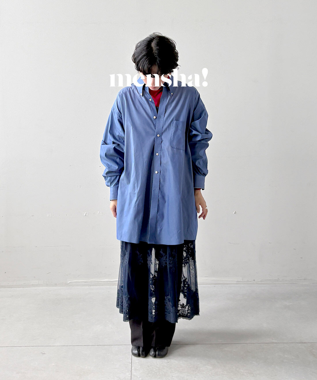 mensha!［メンシャ！］|チュールレースとガーゼのキャミワンピースのコーディネート