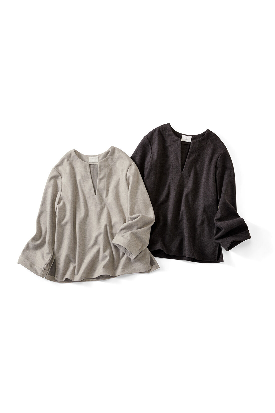 Live in  comfort|リブ イン コンフォート 重ね着を楽しむ 微起毛素材の上品カフタントップス〈ネイビー〉